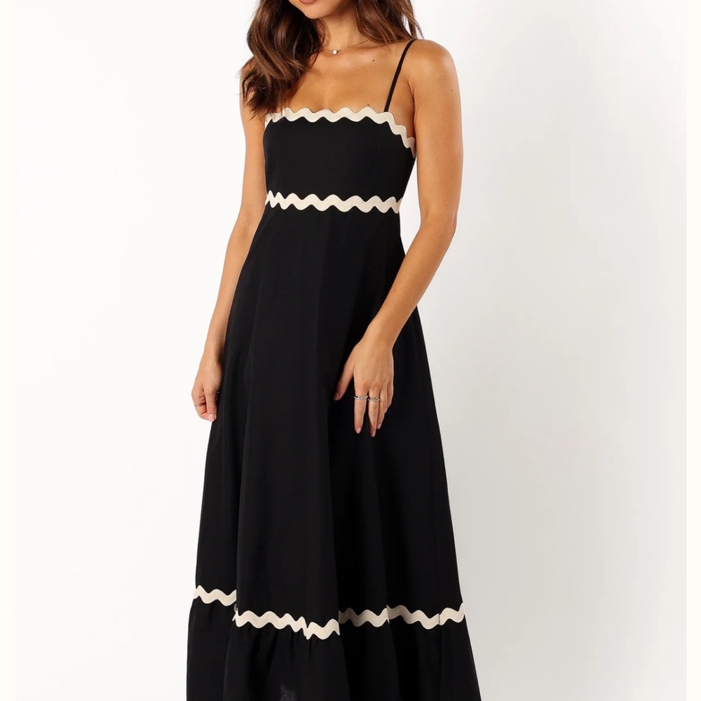Petal & Pup Black Maxi Dress with Cream Accents